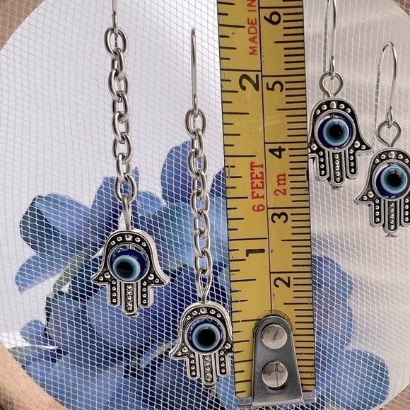 𝅺hamsa Evil Eye Stainless Steel Earrings - Picture 7 of 12